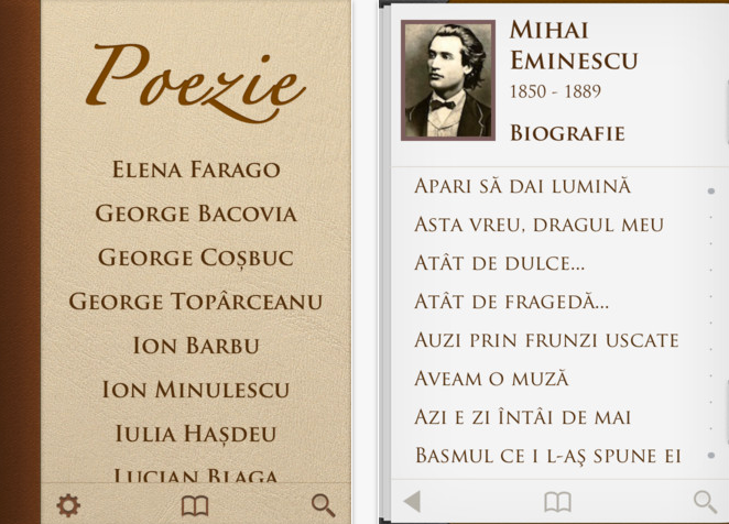 Poesía 2.0 - aplicación de App Store Rumania