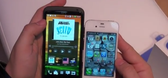 iPhone 4S compared to HTC One X in a video clip