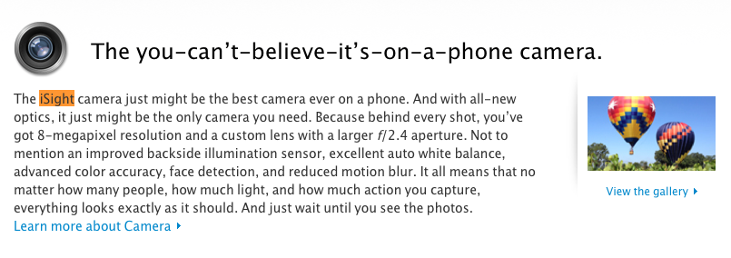 Caméra iPhone iSight