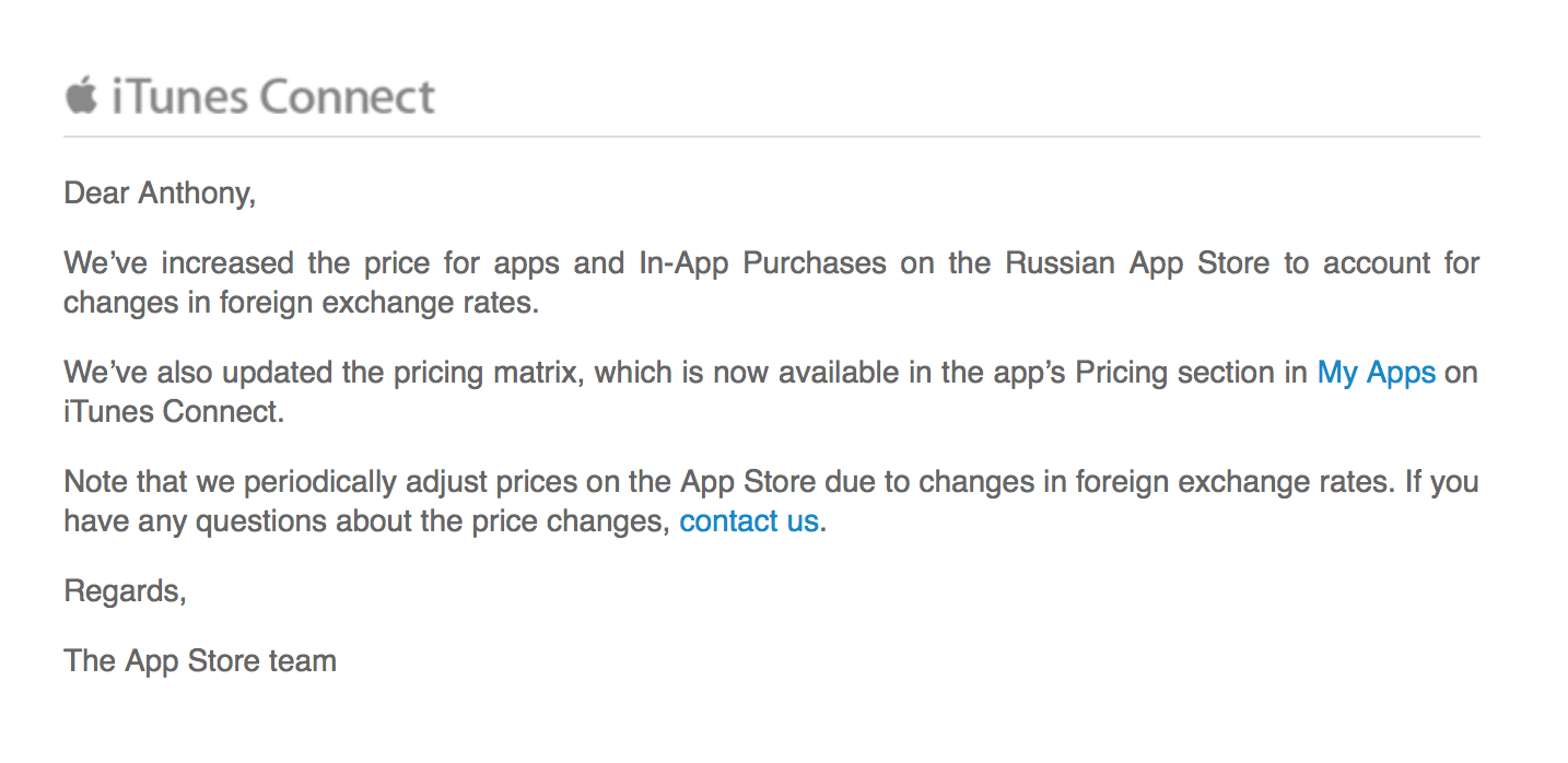 Russia price increase