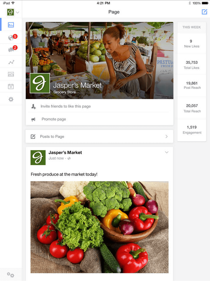 Facebook Pages Manager iPad