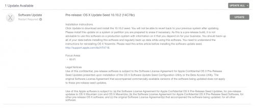 OS X Yosemite 10.10.2 versión beta 14C78c