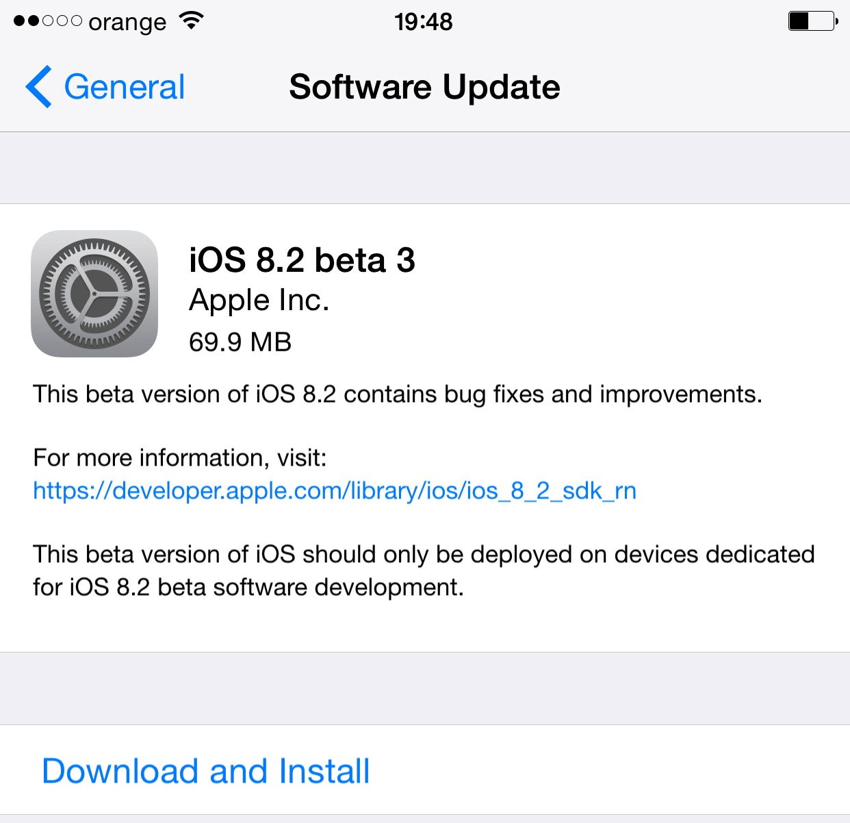 iOS beta 8.2 3