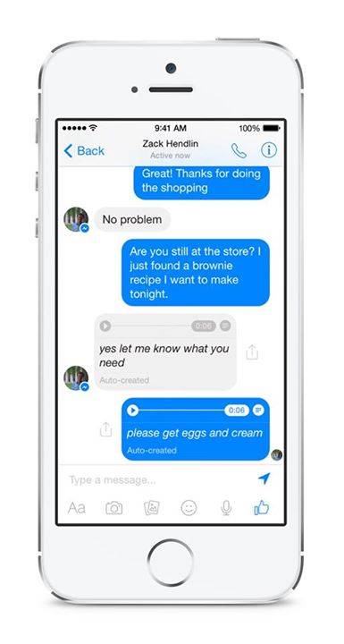 Facebook Messenger-udskrift skrevet