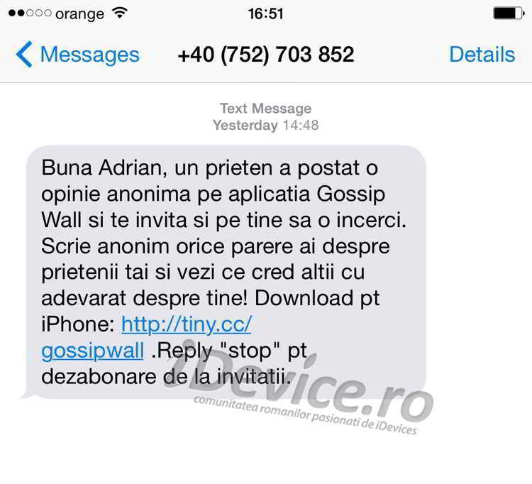 Gossip Wall SMS roskaposti