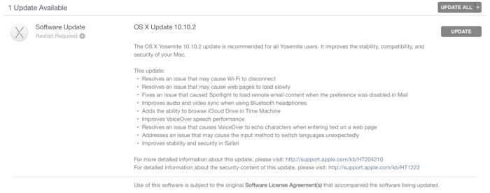 OS X Yosemite 10.10.2-Update