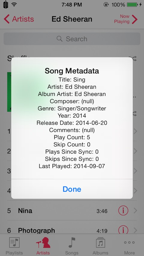 ShowSongMetadata