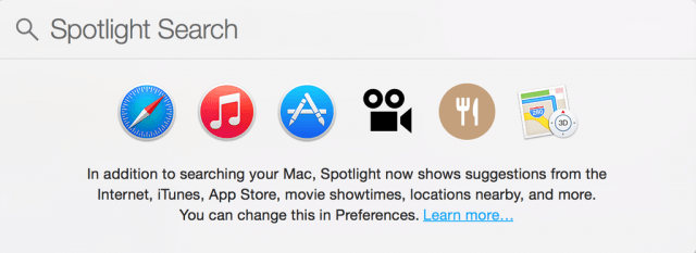 OS X Yosemite Spotlight-Suche