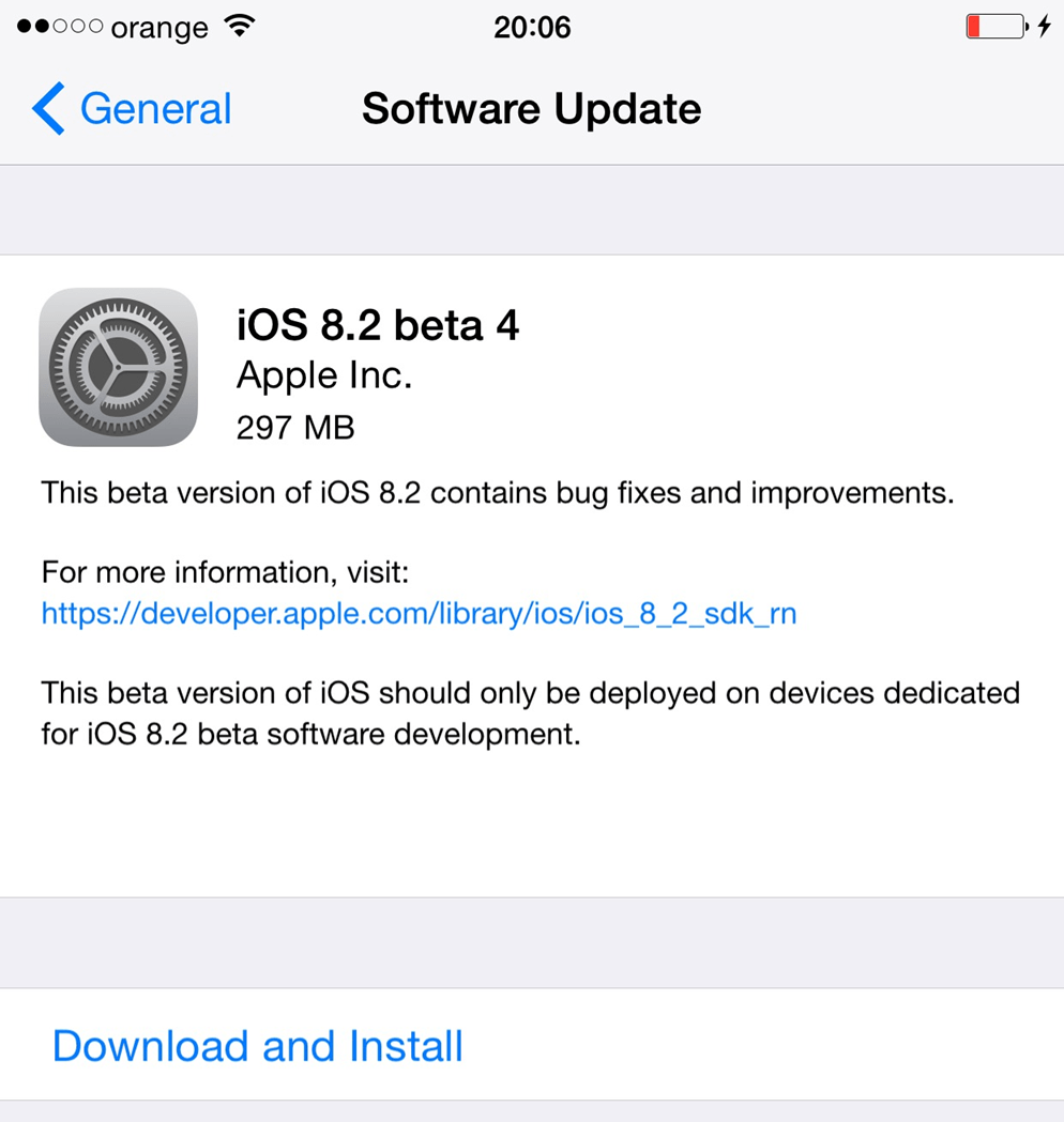 iOS bêta 8.2 4