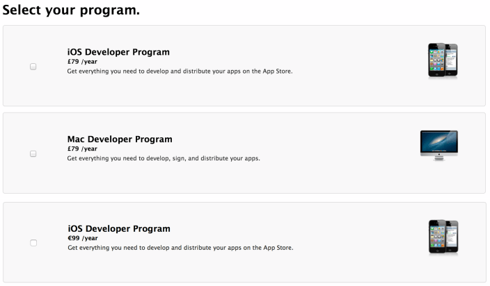 Pris för Apples utvecklarkonto