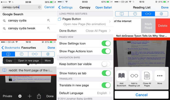 Canopy na iOS 8