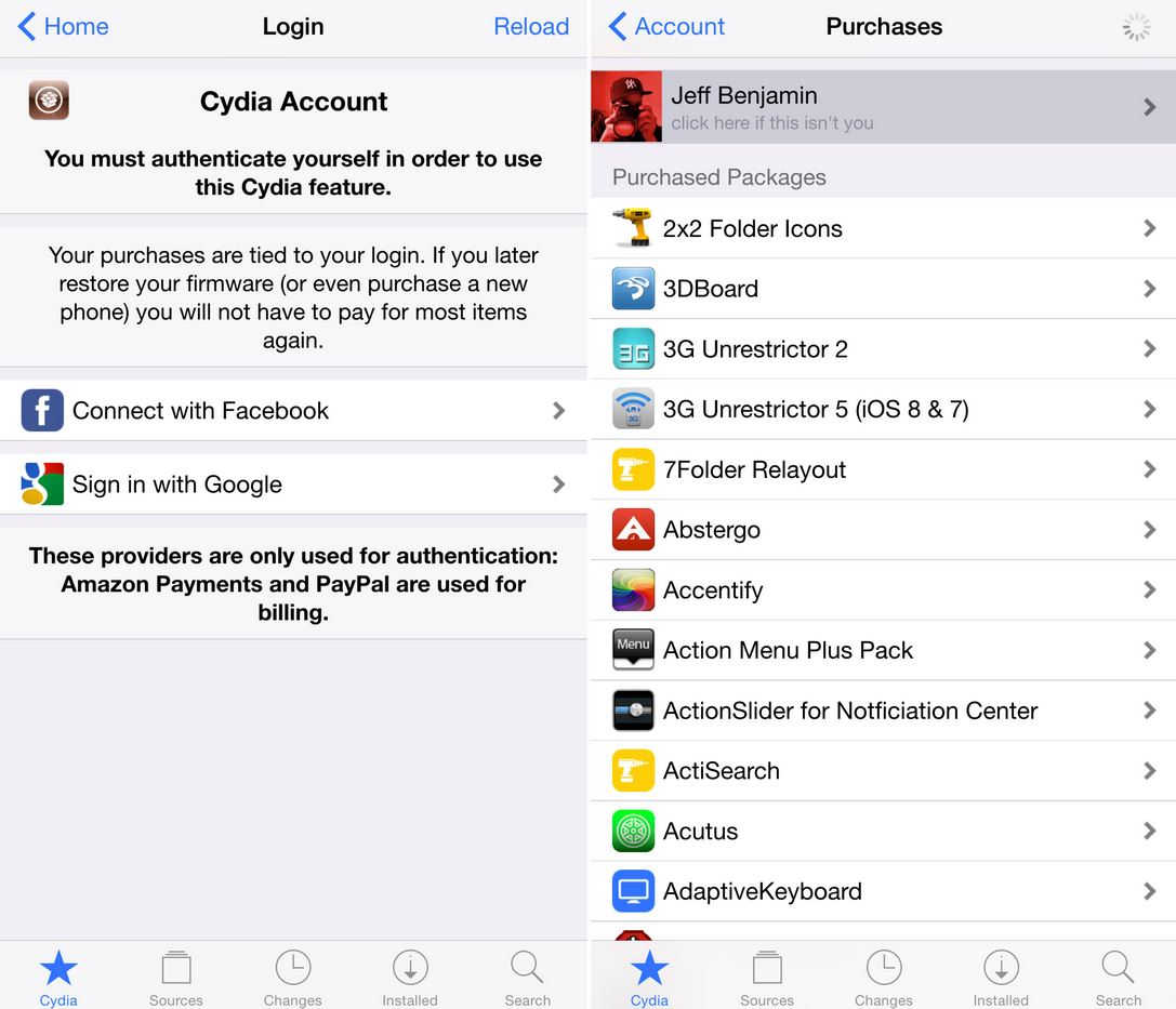 Nueva interfaz de Cydia 1