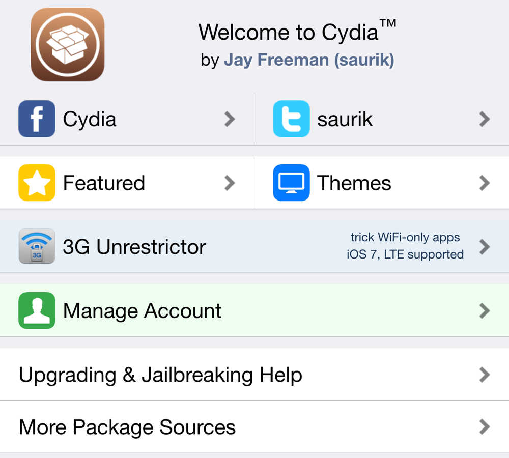 Cydia uusi käyttöliittymä