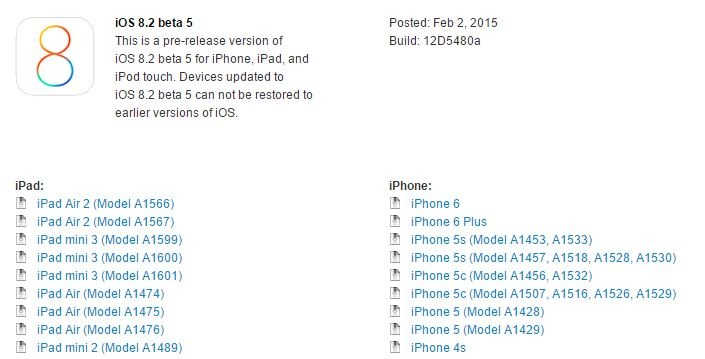DESCARCA iOS 8.2 beta 5