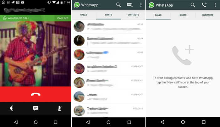 Chiamate VoIP di WhatsApp Messenger