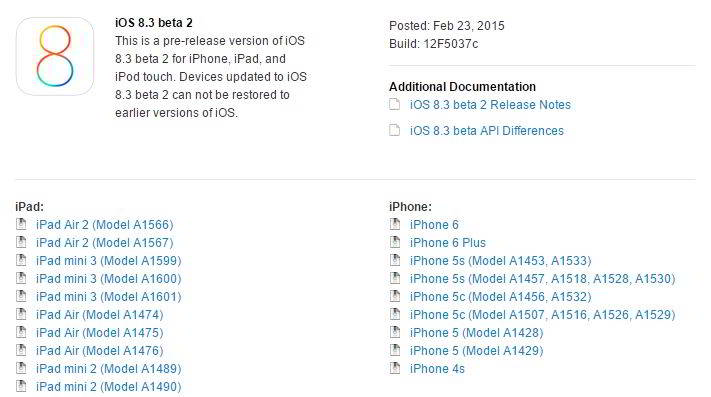 Laden Sie iOS 8.3 Beta 2 herunter