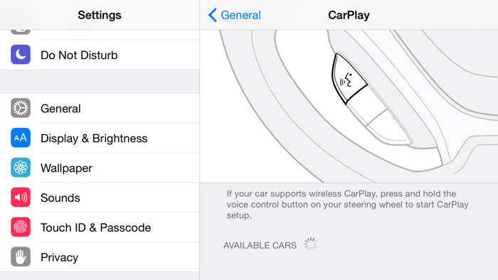 iOS 8.3 CarPlay senza fili