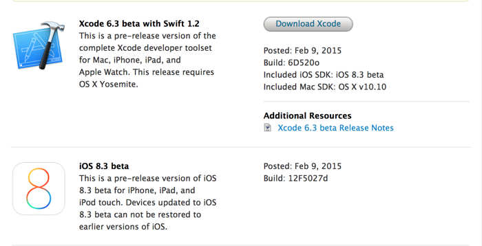 iOS beta 8.3 1