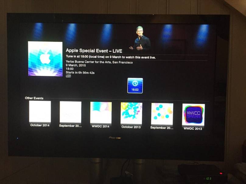 Conférence Apple Watch LIVE sur Apple TV