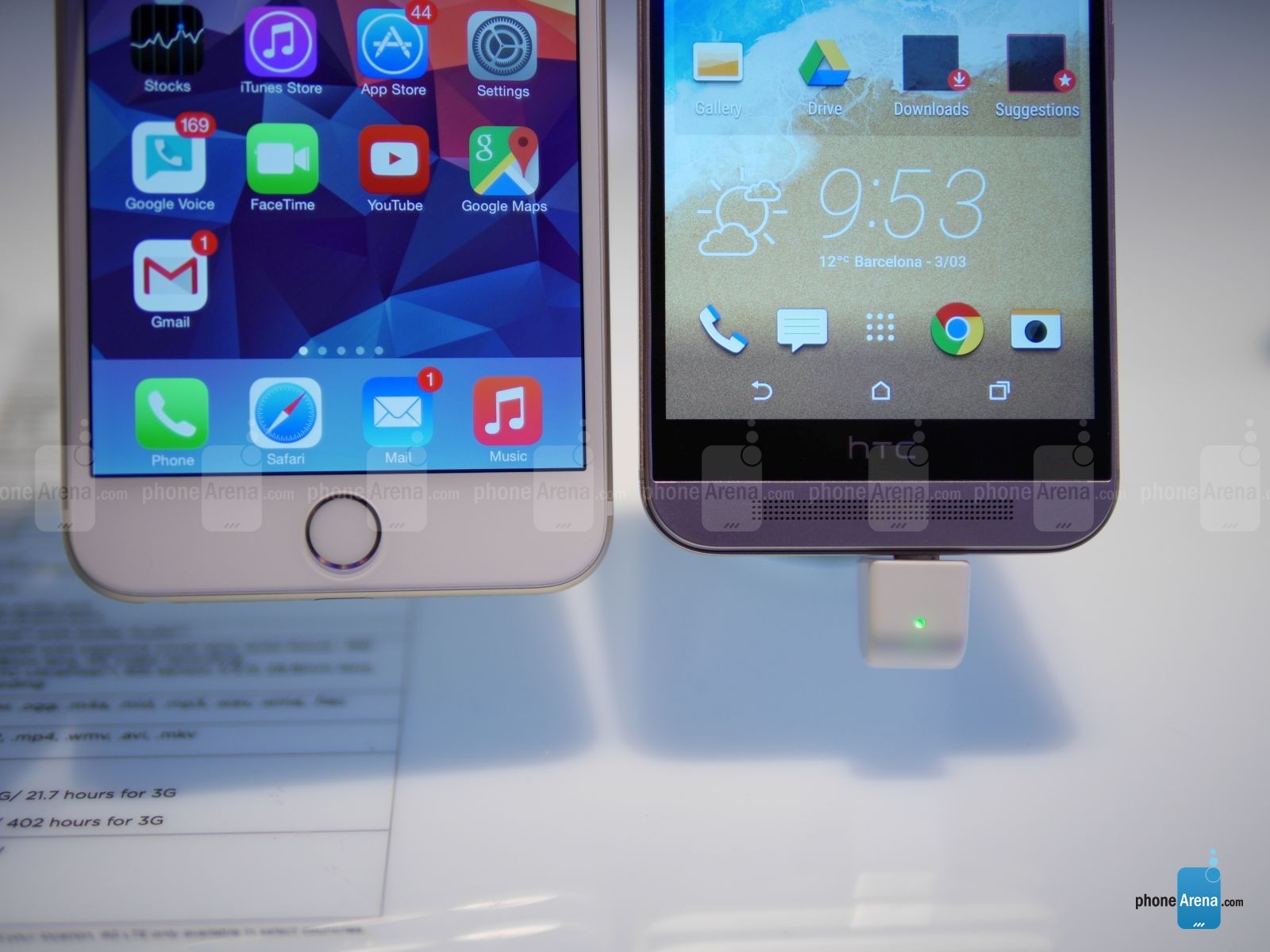 HTC ONE M9 vs iPhone 6 Plus design sammenligning 2