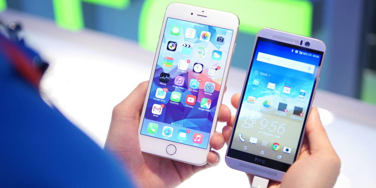 HTC ONE M9 vs iPhone 6 Plus comparatie design feat