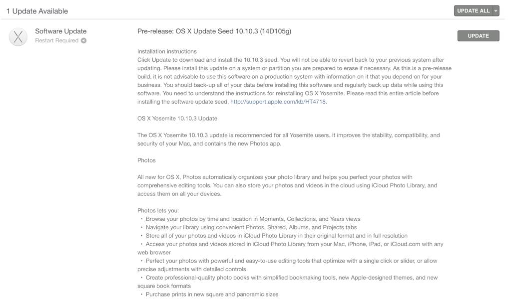 OS X Yosemite 10.10.3 beta 4