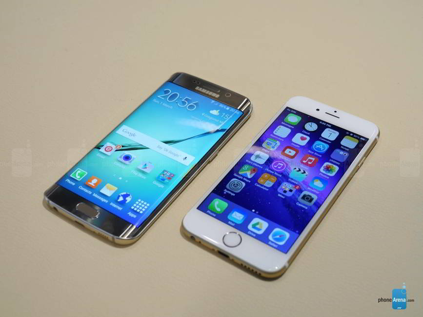 Samsung Galaxy S6 Edge vs iPhone 6 comparatie design feat