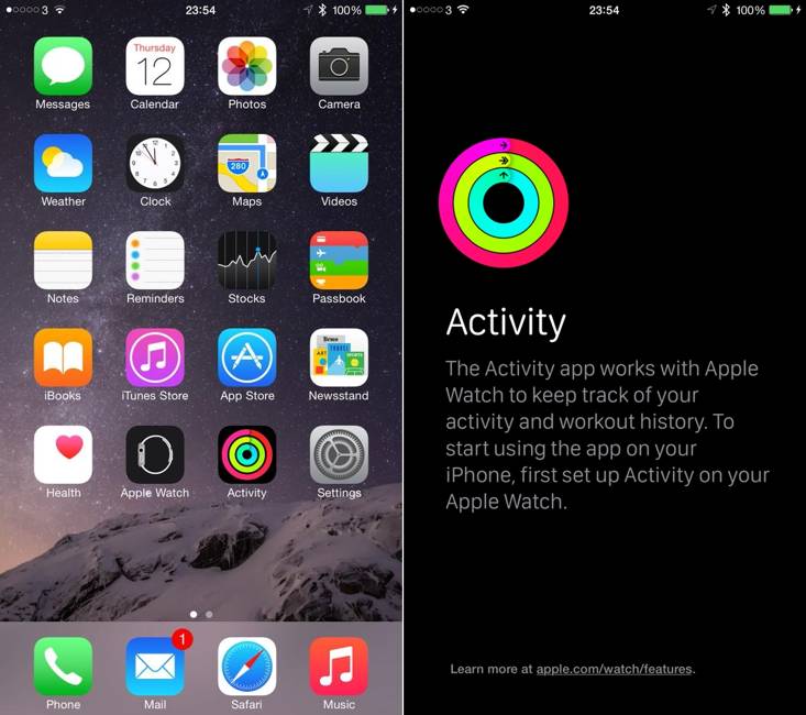 iOS 8.2 Titta på aktivitet