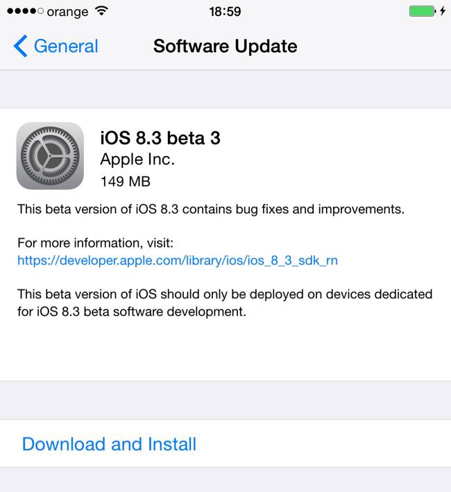 iOS 8.3 beta 3