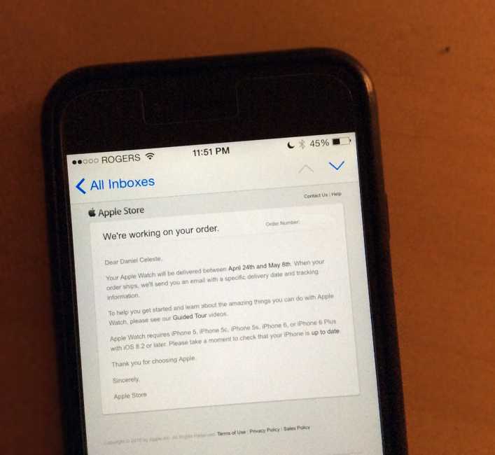 E-mail principale di Apple Apple Watch