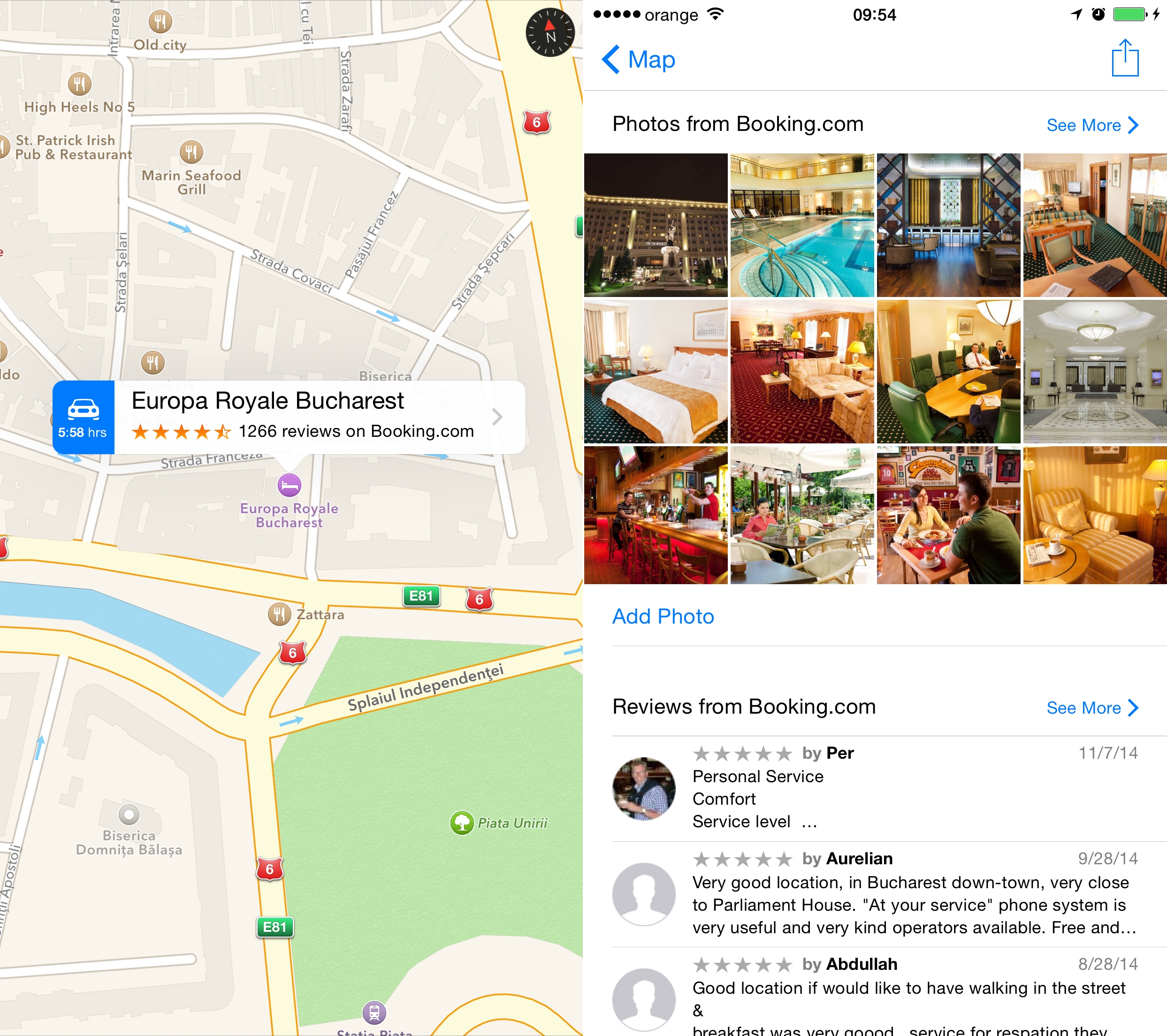 Apple Maps Roumanie cartes mises à jour avis hôtel