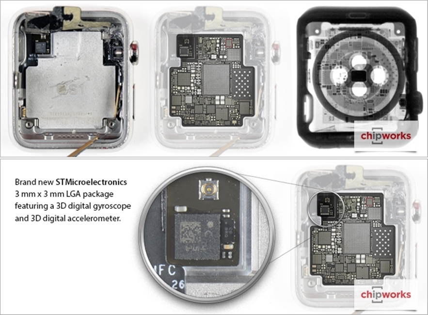 Radiografía del chip S1 del Apple Watch