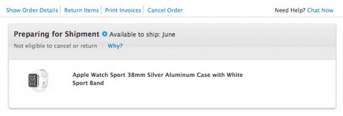 Apple Watch June delivery