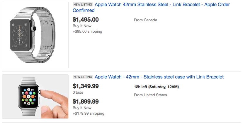 Cena Apple Watcha w serwisie eBay