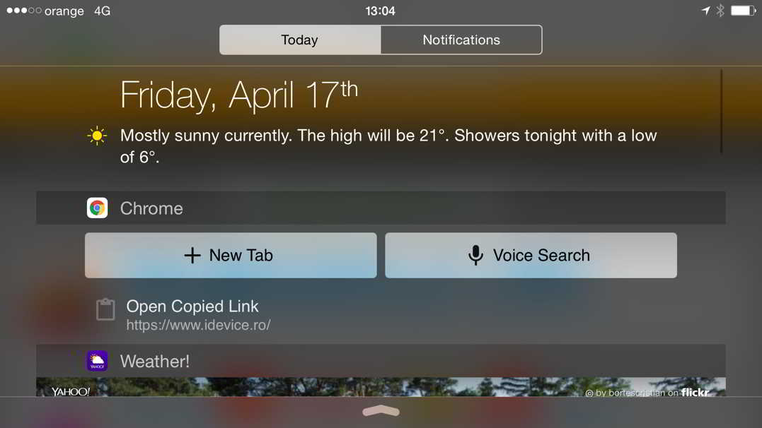 Google Chrome iPhone Notifications Center