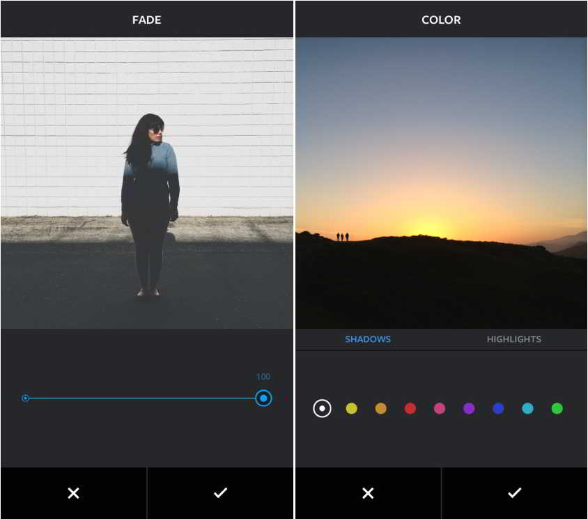 Instagram fade color