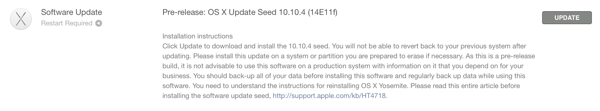 Versión beta de OS X 10.10.4