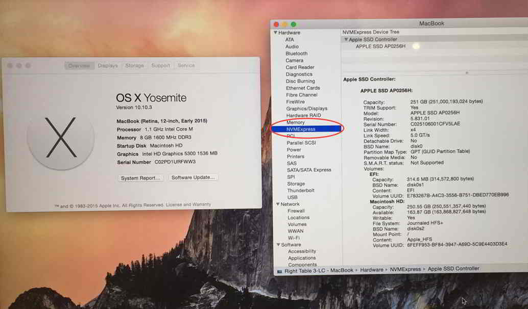 OS X Yosemite tukee NVM Expressiä