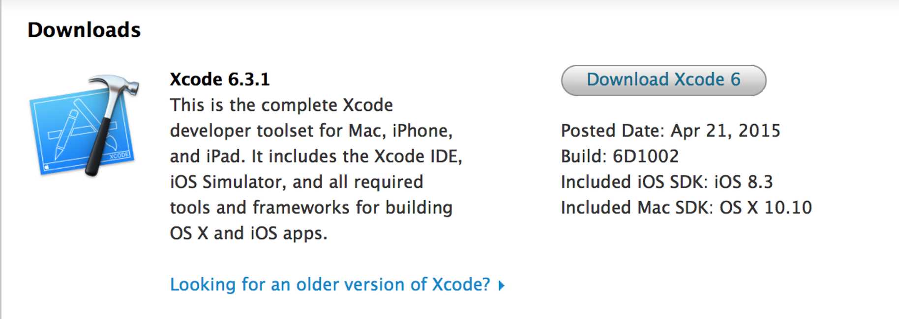 Główna aktualizacja XCode 6.3.1