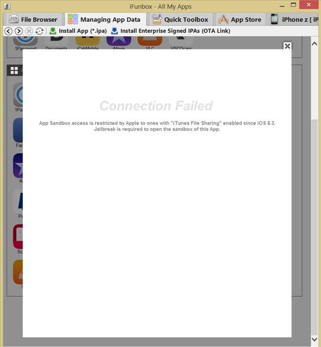 iOS 8.3 blocking access to iFunbox iExplorer applications