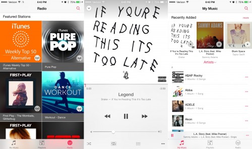 Applicazione musicale iOS 8.4