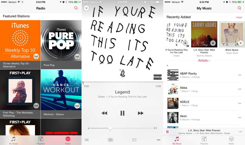 Aplicación principal de música de iOS 8.4