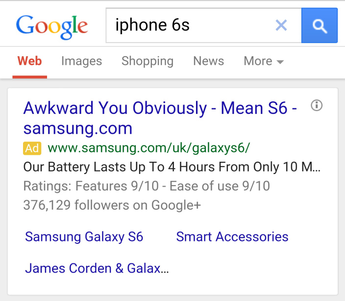 iPhone'a 6s, Samsunga Galaxy S6