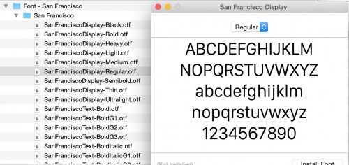 font iOS 9 San Francisco
