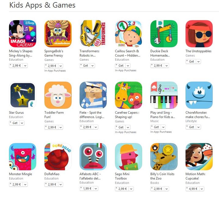 spel för applikationer och barn