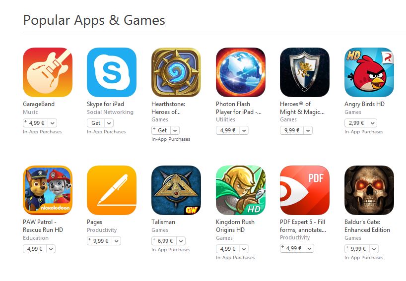 populære apps