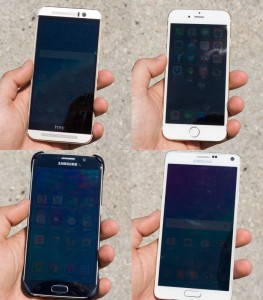 test ecran afisare imagini aer liber iPhone 6 vs Galaxy S6 vs One M9 vs Galaxy Note 6
