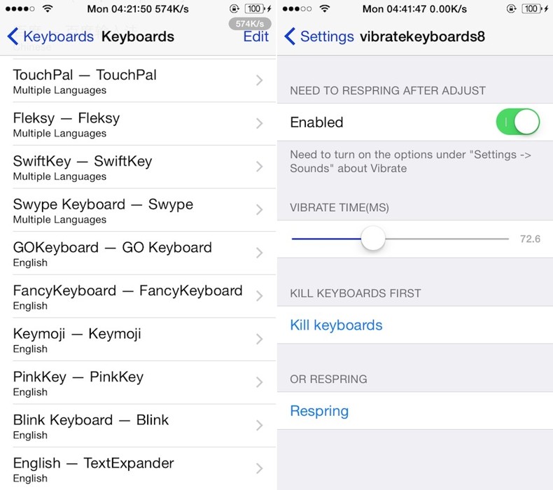 vibratekeyboards8 popraw Cydia - iDevice.ro