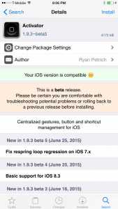 iOS 8.3 jailbreak aktivaattori