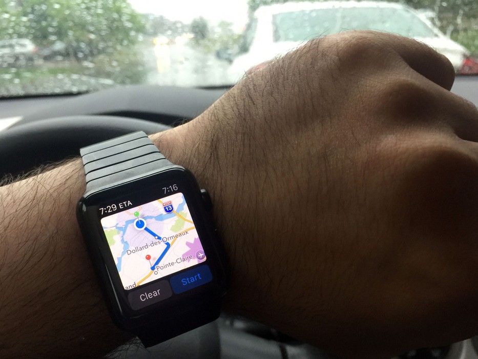 Apple Watch behind the wheel comically